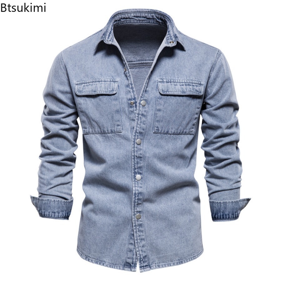 Spring Autumn Men's Fashion Sl - Jeans Shirt Fashion For Men ulasan dan harga