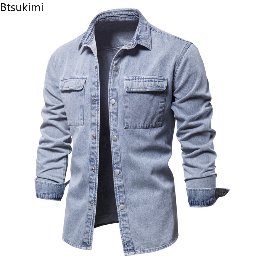 Spring Autumn Men's Fashion Sl - Jeans Shirt Fashion For Men ulasan dan harga