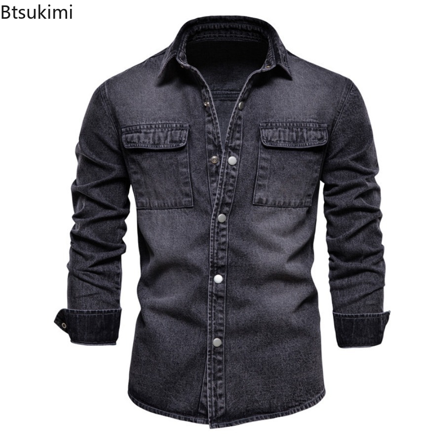 Spring Autumn Men's Fashion Sl - Jeans Shirt Fashion For Men ulasan dan harga