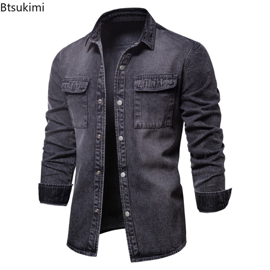 Spring Autumn Men's Fashion Sl - Jeans Shirt Fashion For Men ulasan dan harga