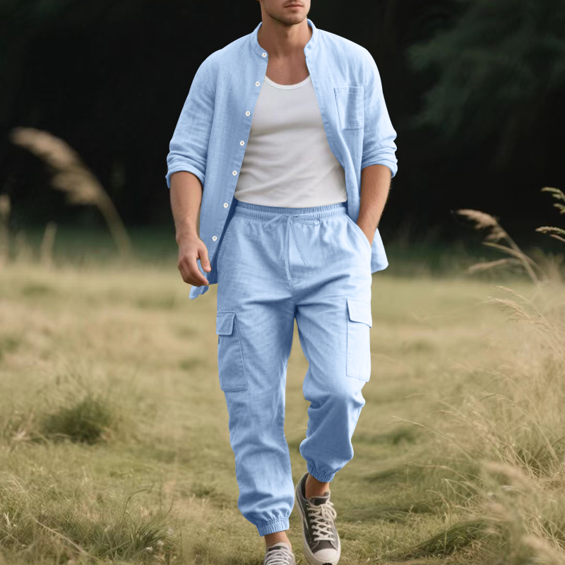 Men's Linen Breathable Two-Pie - Linen Shirt Summer ulasan dan harga