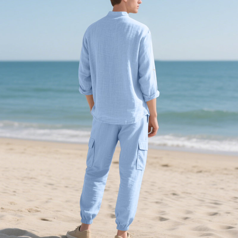 Men's Linen Breathable Two-Pie - Linen Shirt Summer ulasan dan harga