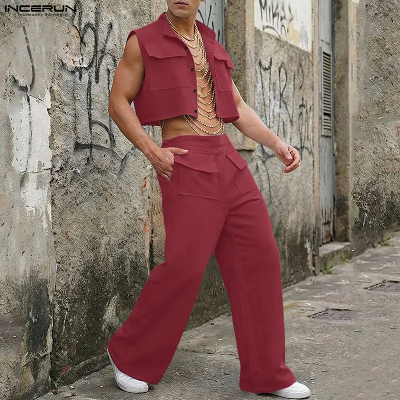 INCERUN Men Sets Solid Sleevel - Men'S Fashion Outfits ulasan dan harga