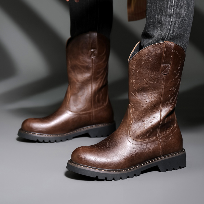 Fashion Mens Cowboy Boots New  - Mens Fashion Vintage ulasan dan harga