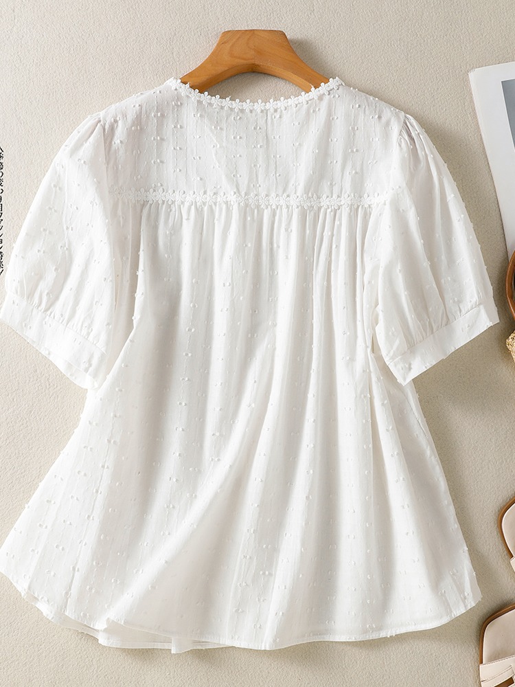 Japanese Style Sweet Embroider - Linen Shirt Summer ulasan dan harga