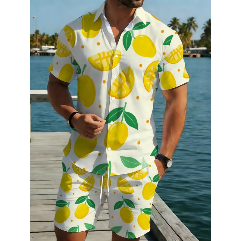 Men Linen Print Short Sleeve S - Linen Shirt Summer ulasan dan harga