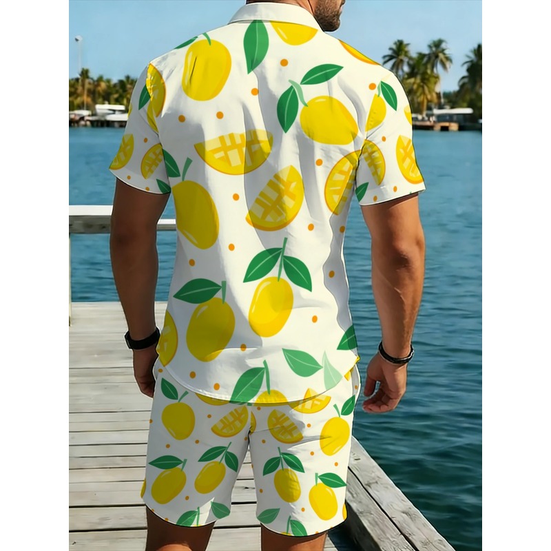 Men Linen Print Short Sleeve S - Linen Shirt Summer ulasan dan harga