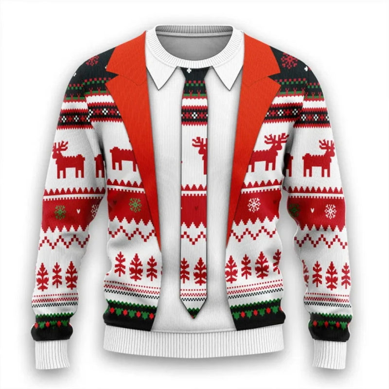 3d Print Fake Tie Suit Sweatsh - Men'S Fashion Xmas Party ulasan dan harga