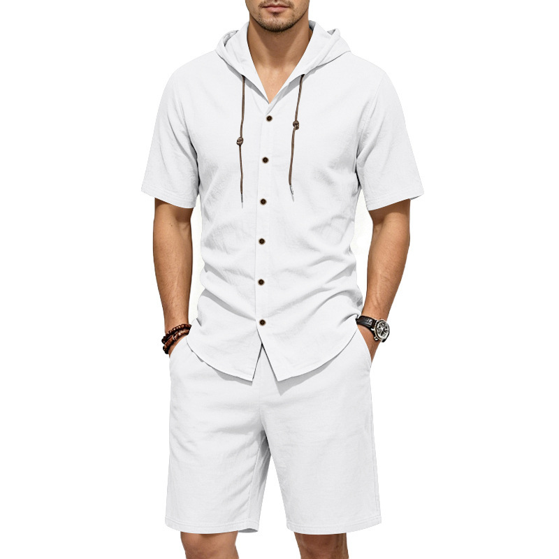 Mens Summer Linen Two Piece Se - Linen Shirt Summer ulasan dan harga