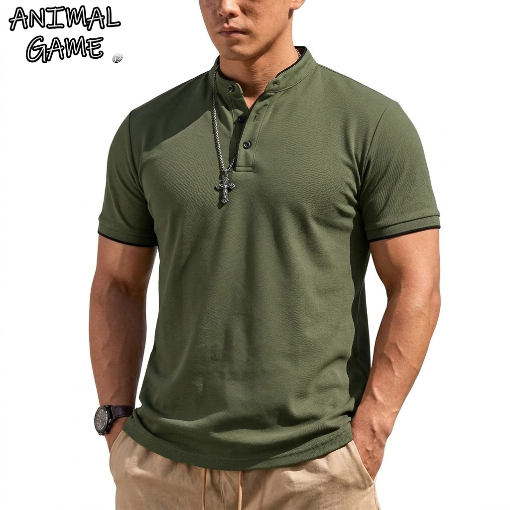 Summer Short Sleeve Henley Shi - Men'S Fashion Trends 2025 ulasan dan harga
