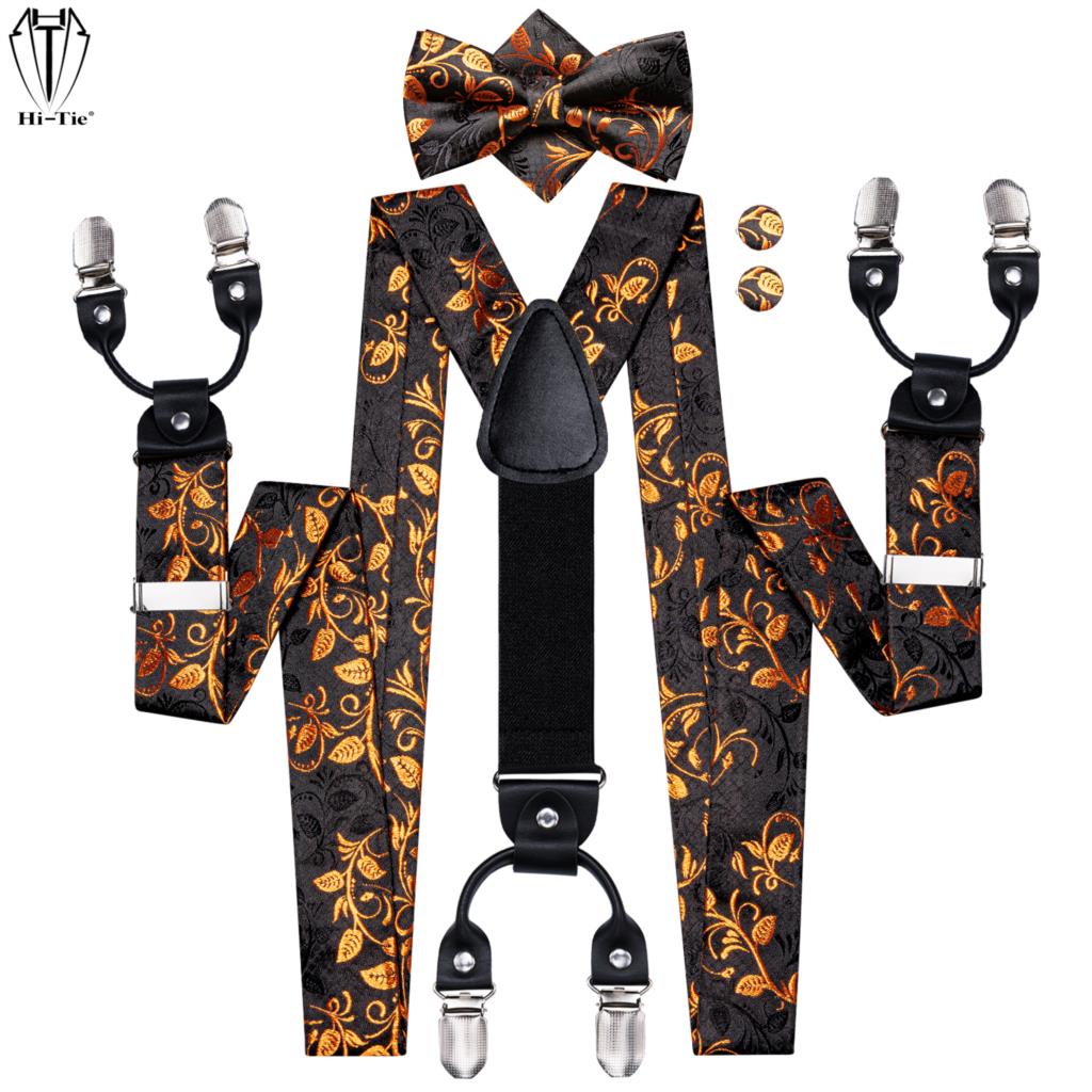 Hi-Tie Jacquard Black Gold Vin - Suspenders Clip Men ulasan dan harga