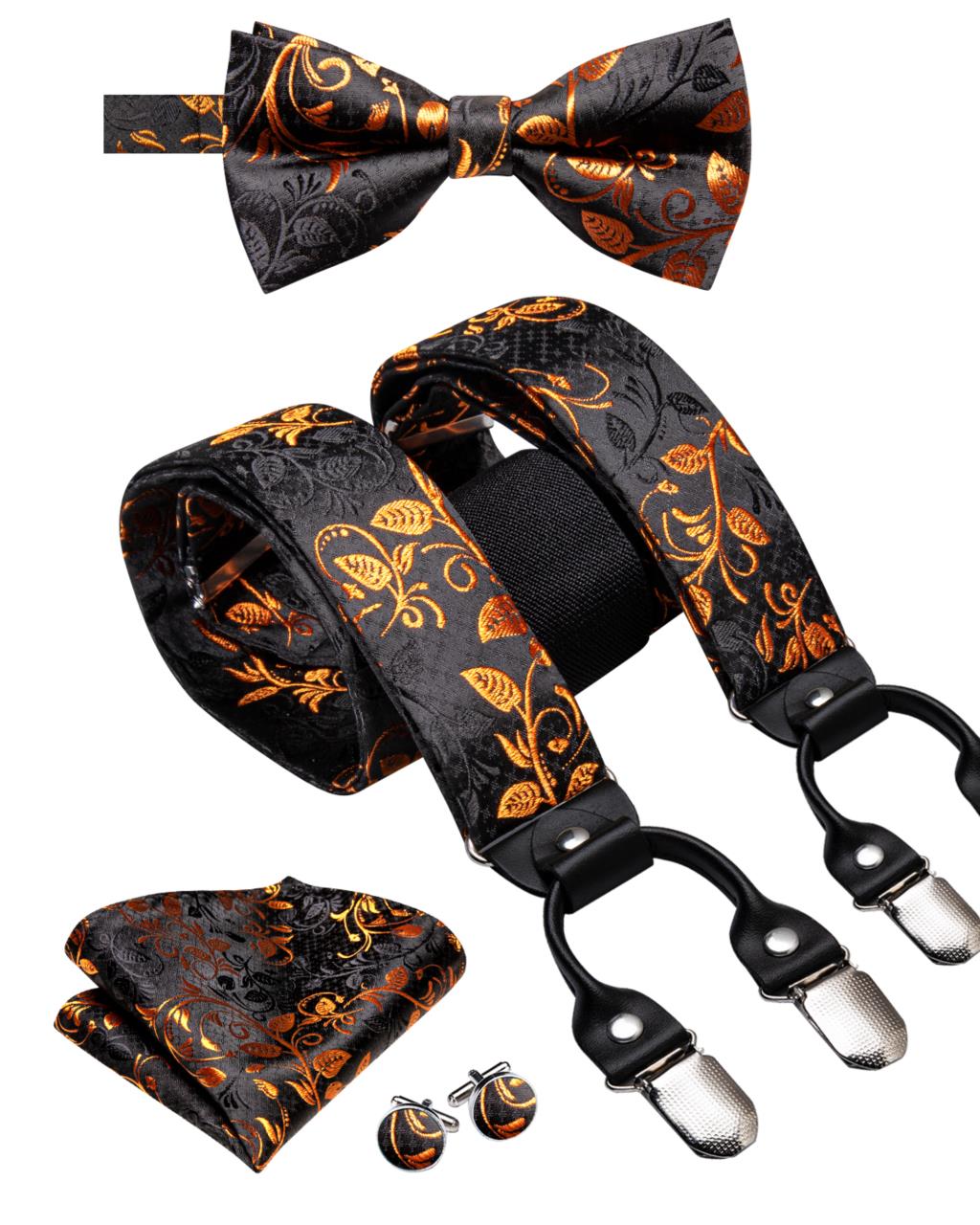 Hi-Tie Jacquard Black Gold Vin - Suspenders Clip Men ulasan dan harga