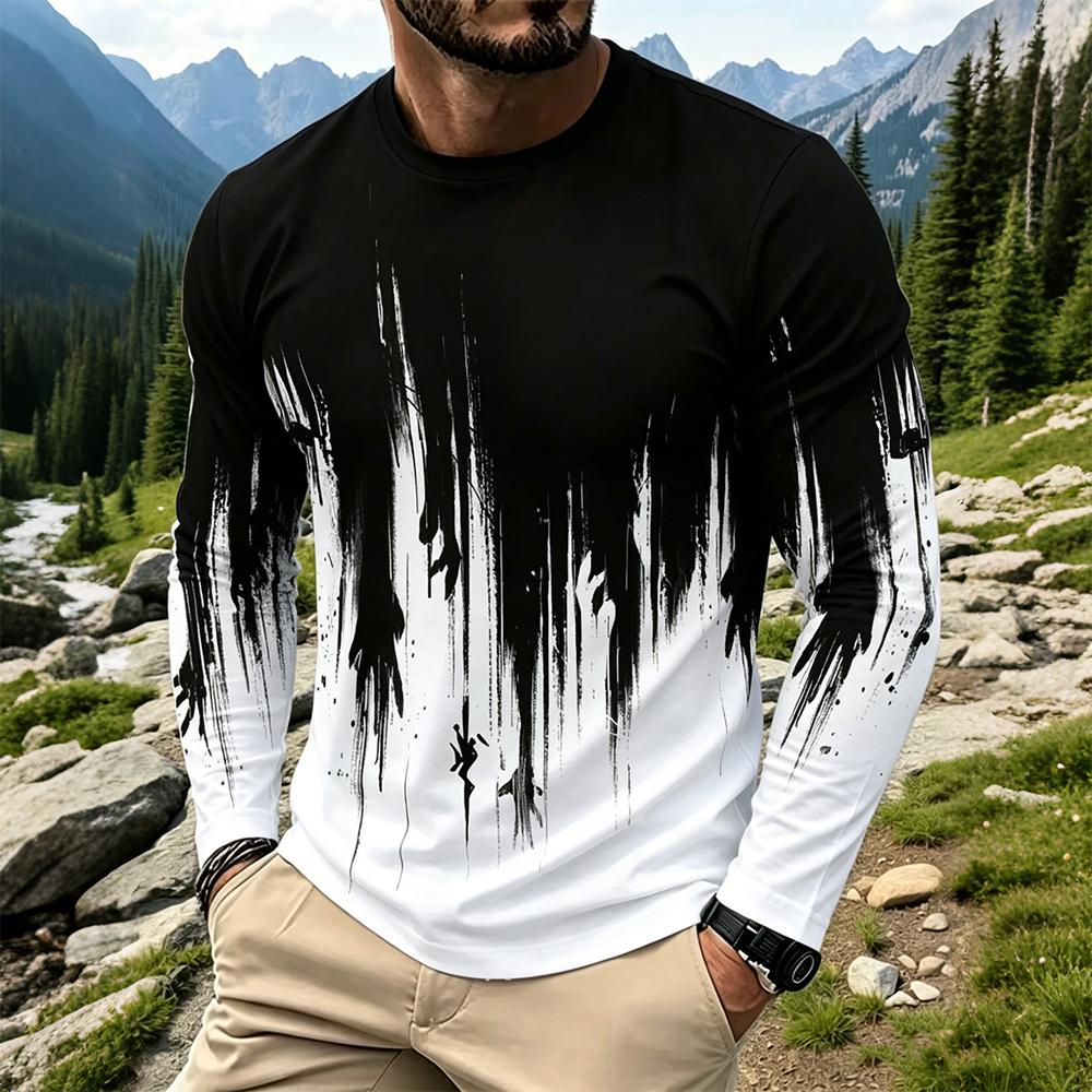 Men's Gradient Ink Splash Long - Mens Fashion Vintage ulasan dan harga