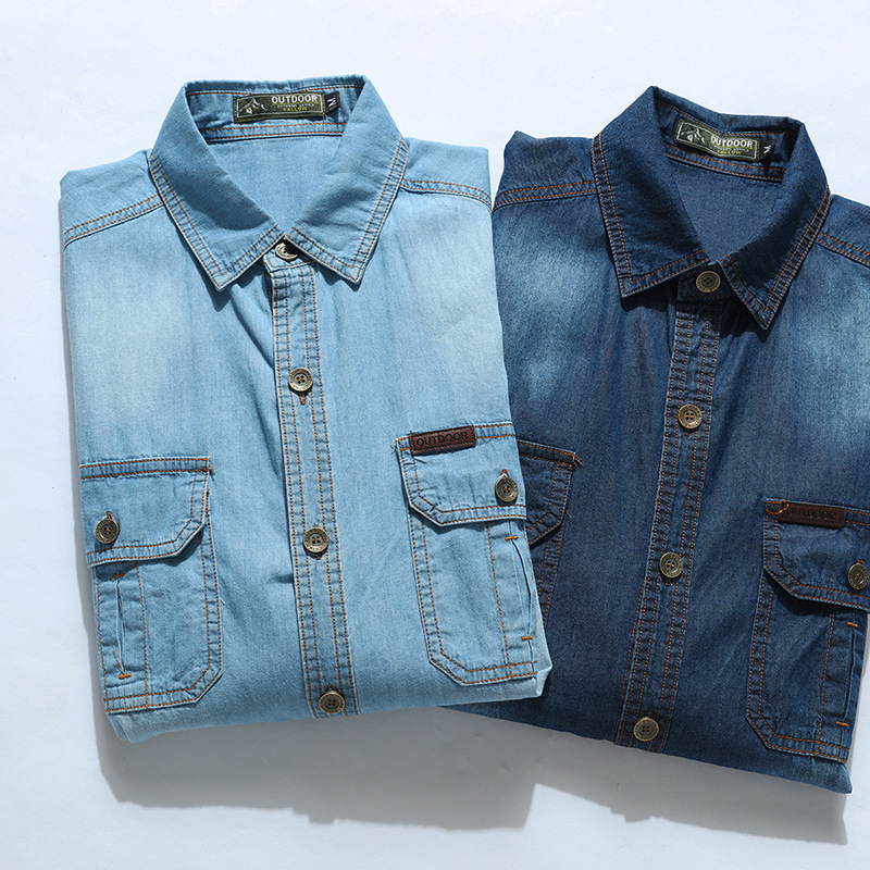 New Fashion Men Light Blue Lon - Jeans Shirt Fashion For Men ulasan dan harga