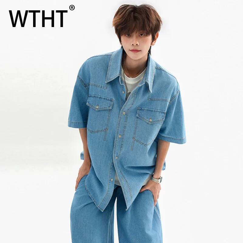 WTHT Fashion Men's Patchwork P - Jeans Shirt Fashion For Men ulasan dan harga