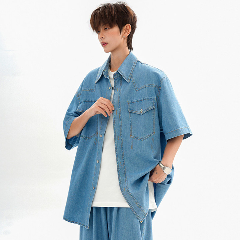WTHT Fashion Men's Patchwork P - Jeans Shirt Fashion For Men ulasan dan harga