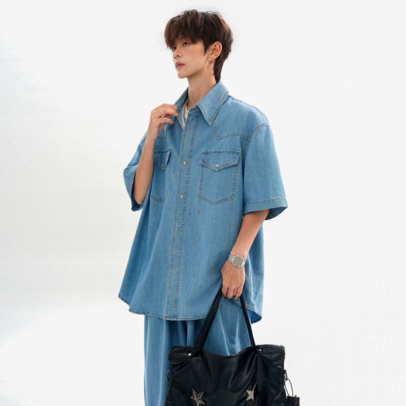 WTHT Fashion Men's Patchwork P - Jeans Shirt Fashion For Men ulasan dan harga