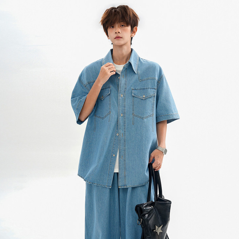 WTHT Fashion Men's Patchwork P - Jeans Shirt Fashion For Men ulasan dan harga